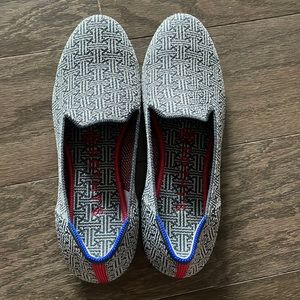 Rothys The Loafer charcoal grid with red stripe